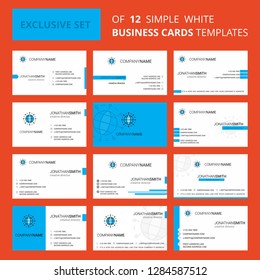 Set of 12 Globe  Creative Busienss Card Template. Editable Creative logo and Visiting card background