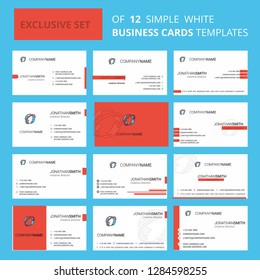 Set of 12 Globe Creative Busienss Card Template. Editable Creative logo and Visiting card background