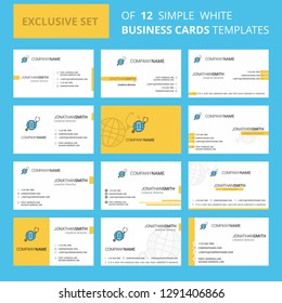 Set of 12 Globe Creative Busienss Card Template. Editable Creative logo and Visiting card background