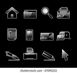 Conjunto de 12 brillantes iconos web. Juego de iconos de compras, negocios y dinero. Parte 1. (ver otro en mi portafolio)