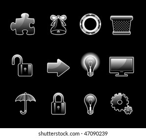Set of 12 glossy web icons. Shopping, business and tachnology icon set. Part 2 (see other in my portfolio)