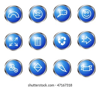 Set of 12 glossy web icons (set 8). Blue color.