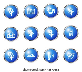 Set of 12 glossy web icons (set 18). Blue color.