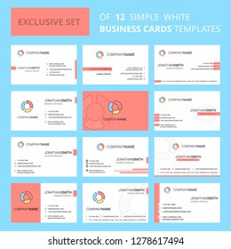 Set of 12 Graph  Creative Busienss Card Template. Editable Creative logo and Visiting card background