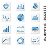 Set of 12 graph icon variations