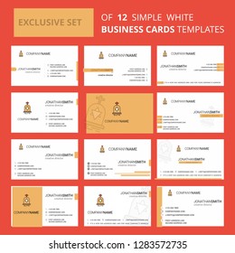 Set of 12 Grave Creative Busienss Card Template. Editable Creative logo and Visiting card background