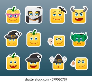 Set of 12 Halloween smile stickers