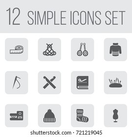 Set Of 12 Handmade Icons Set.Collection Of Dummy, Decoration, Jewelry And Other Elements.