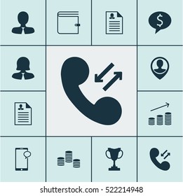 Set Of 12 Hr Icons. Can Be Used For Web, Mobile, UI And Infographic Design. Includes Elements Such As Increase, Coins, Phone And More.