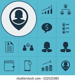 Set Of 12 Hr Icons. Can Be Used For Web, Mobile, UI And Infographic Design. Includes Elements Such As Organisation, Pin, Increase And More.