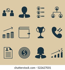 Set Of 12 Hr Icons. Can Be Used For Web, Mobile, UI And Infographic Design. Includes Elements Such As Tree, Female, Goal And More.