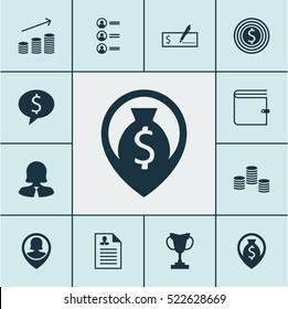 Set Of 12 Hr Icons. Can Be Used For Web, Mobile, UI And Infographic Design. Includes Elements Such As Job, Wallet, Goal And More.