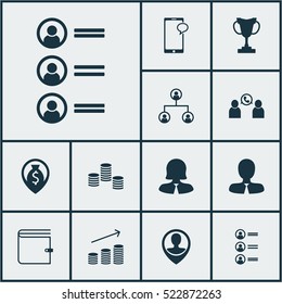 Set Of 12 Hr Icons. Can Be Used For Web, Mobile, UI And Infographic Design. Includes Elements Such As Call, Organisation, Phone And More.