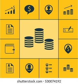 Set Of 12 Hr Icons. Can Be Used For Web, Mobile, UI And Infographic Design. Includes Elements Such As Successful Investment, Money, Employee Location And More.