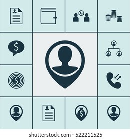 Set Of 12 Human Resources Icons. Can Be Used For Web, Mobile, UI And Infographic Design. Includes Elements Such As User, Tree, Wallet And More.