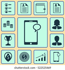 Set Of 12 Human Resources Icons. Can Be Used For Web, Mobile, UI And Infographic Design. Includes Elements Such As Male, Job, Success And More.
