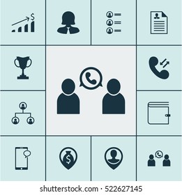 Set Of 12 Human Resources Icons. Can Be Used For Web, Mobile, UI And Infographic Design. Includes Elements Such As Resume, Wallet, Organisation And More.