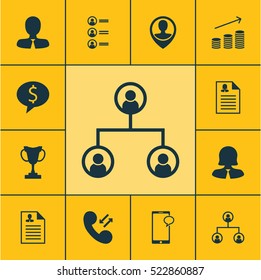 Set Of 12 Human Resources Icons. Can Be Used For Web, Mobile, UI And Infographic Design. Includes Elements Such As Job, Opinion, Cellular And More.