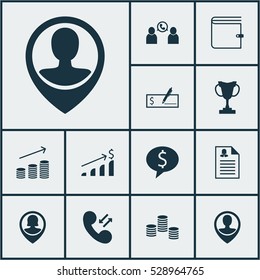 Set Of 12 Human Resources Icons. Can Be Used For Web, Mobile, UI And Infographic Design. Includes Elements Such As Business Deal, Tournament, Wallet And More.