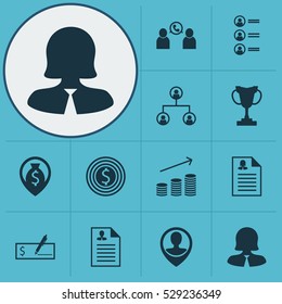 Set Of 12 Human Resources Icons. Can Be Used For Web, Mobile, UI And Infographic Design. Includes Elements Such As Bank Payment, Tree Structure, Employee Location And More.