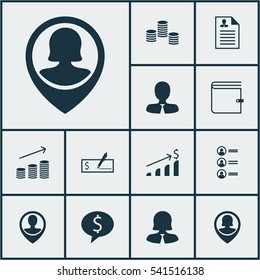Set Of 12 Human Resources Icons. Includes Bank Payment, Business Woman, Money And Other Symbols. Beautiful Design Elements.
