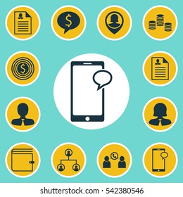 Set Of 12 Human Resources Icons. Includes Wallet, Female Application, Business Deal And Other Symbols. Beautiful Design Elements.