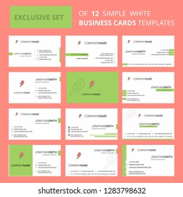 Set of 12 Ice cream Creative Busienss Card Template. Editable Creative logo and Visiting card background