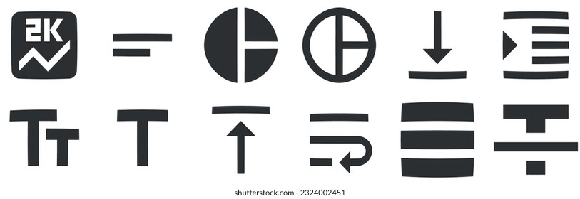 Set of 12 icons Editor. Line icons collection. modern trend in the style. Linear symbols set. Big UI icon set in a flat design. Vector illustration