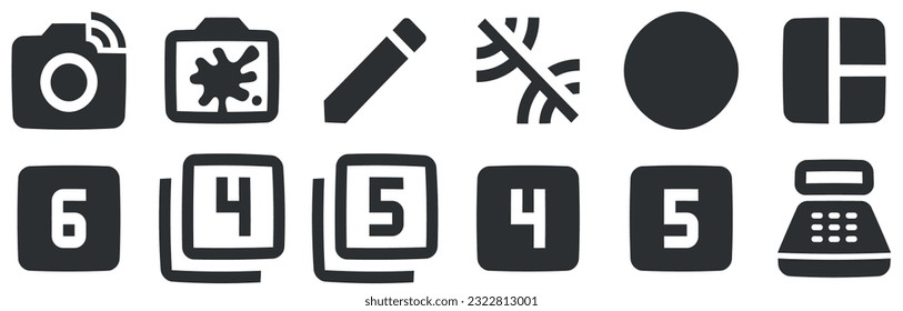 Set of 12 icons Hardware. Vector collection thin line Web icon. modern trend in the style. Linear icons set. Thin filled icons pack. UI and UX