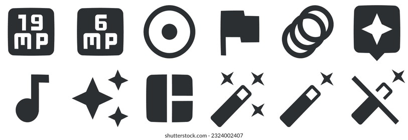 Set of 12 icons Hardware. Vector collection thin line Web icon. modern trend in the style. for mobile and web. Big UI icon set. UX UI
