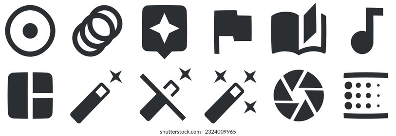 Conjunto de 12 iconos Hardware. Un conjunto de iconos vectoriales. Icono de Establecer calidad. Conjunto de iconos lineales. Gran icono de la interfaz de usuario. UI y UX