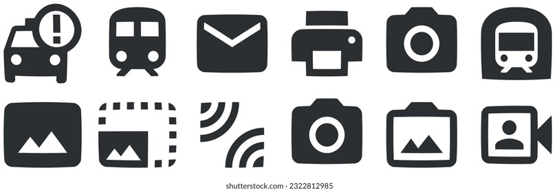 Conjunto de 12 iconos Imagen. Conjunto de iconos de soluciones empresariales creativas. Contorno a signos aislados. para móviles y web. Gran conjunto de iconos de la interfaz de usuario. Ilustración del vector