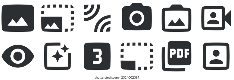 Set of 12 icons Image. Modern thin line icons. Simple Set. for mobile and web. Big UI icon set in a flat design. UI and UX