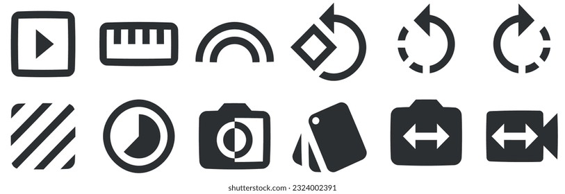 Set of 12 icons Image. Vector collection thin line Web icon. modern trend in the style. Linear symbols set. Big UI icon set. UX UI