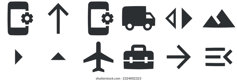 Set of 12 icons Maps. Line icons collection. Outline isolated signs. Linear symbols set. Big UI icon set. UI and UX