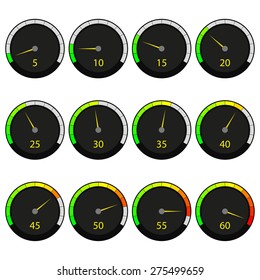 Set of 12 icons stopwatch