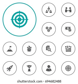 Set Of 12 Idea Icons Set.Collection Of Unity, Gear, Call Center And Other Elements.