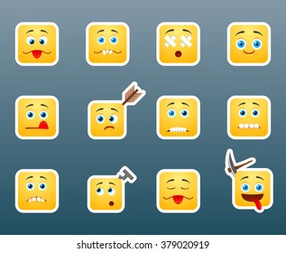 Set of 12 injured smile stickers