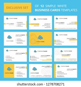 Set of 12 Internet  Creative Busienss Card Template. Editable Creative logo and Visiting card background