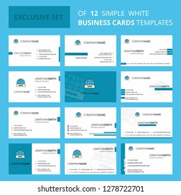 Set of 12 Internet Creative Busienss Card Template. Editable Creative logo and Visiting card background