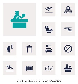 Set Of 12 Land Icons Set.Collection Of Chopper, Automobile, Data And Other Elements.