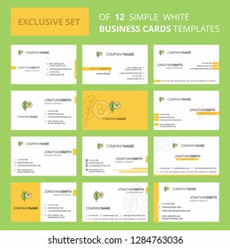 Set of 12 Leaf  Creative Busienss Card Template. Editable Creative logo and Visiting card background