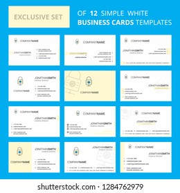 Set of 12 Locked  Creative Busienss Card Template. Editable Creative logo and Visiting card background