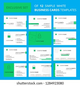 Set of 12 Locked Creative Busienss Card Template. Editable Creative logo and Visiting card background
