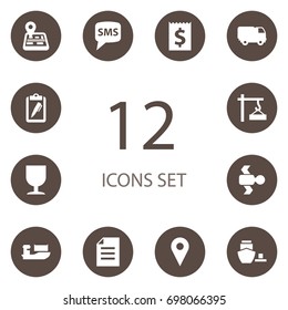 Set Of 12 Logistic Icons Set.Collection Of Location, Crane, Pen And Other Elements.