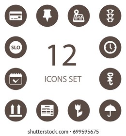 Set Of 12 Logistic Icons Set.Collection Of Flower, Arrow, Forbidden And Other Elements.