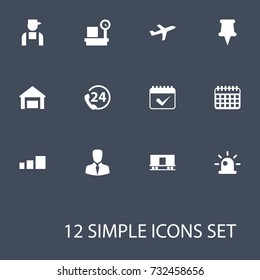 Set Of 12 Logistic Icons Set.Collection Of Customer, Worker, Assort And Other Elements.