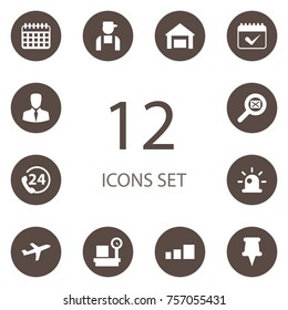 Set Of 12 Logistic Icons Set.Collection Of Assort, On Schedule, Balance And Other Elements.