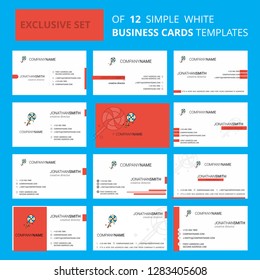 Set of 12 Lollypop Creative Busienss Card Template. Editable Creative logo and Visiting card background
