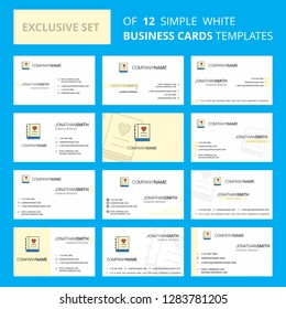 Set of 12 Love diary Creative Busienss Card Template. Editable Creative logo and Visiting card background